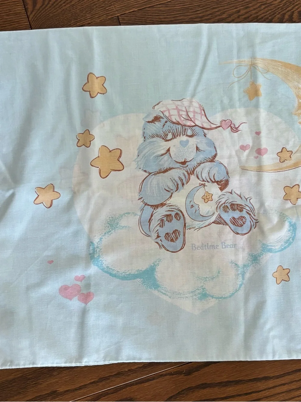 Care Bears Pillowcase Vintage 1980's Love-a-Lot Bear Bedtime Bear Pink Blue